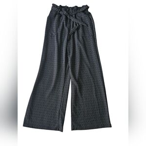 LARK & GREY Black Pinstripe Paperbag Wide Leg Pants | SZ M